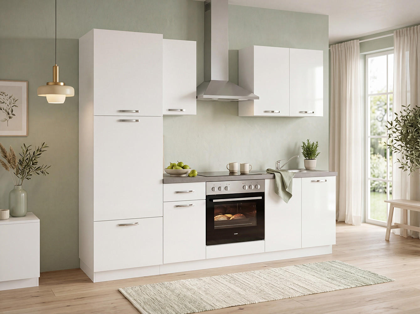 BLOK KUHINJA BEZ APARATA bela - bela, Moderno, pločasti materijal (240cm) - Xora