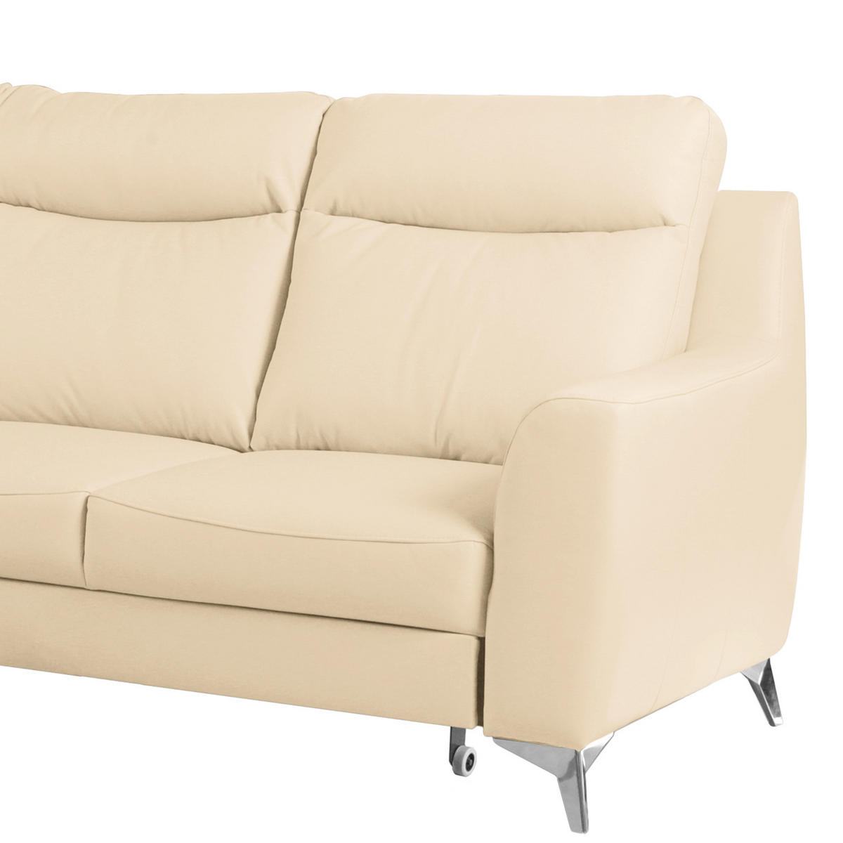 ECKSOFA Lederlook Echtleder Beige  - Chromfarben/Beige, Design, Leder/Textil (236/168cm) - Livetastic