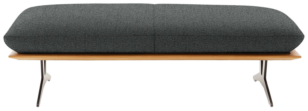 HOCKERBANK in Holz, Textil Grau  - Schwarz/Grau, Design, Holz/Textil (150/43/60cm) - Dieter Knoll