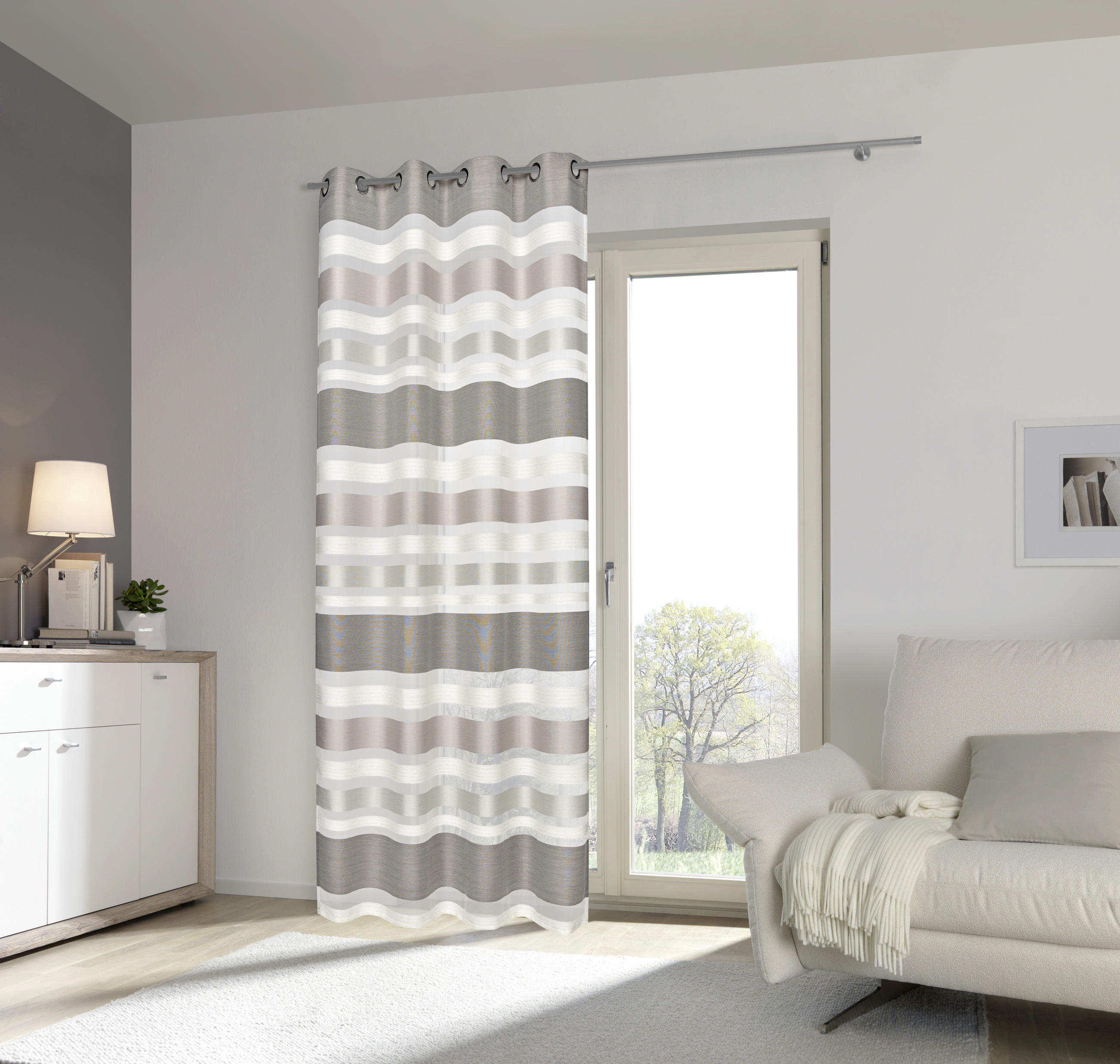ÖLJETTLÄNGD halvtransparent - taupe, Klassisk, textil (135/245cm) - Esposa