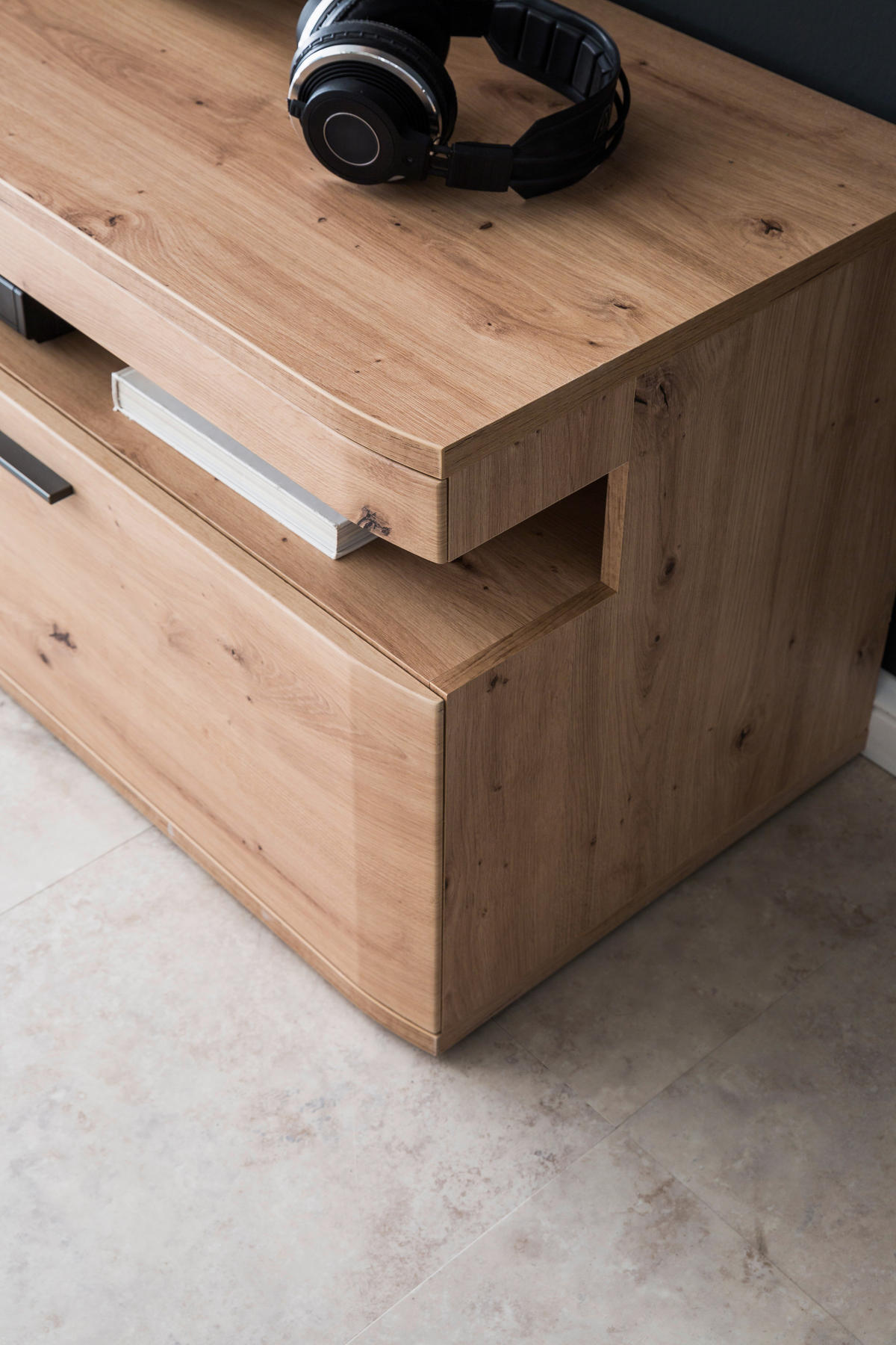 OBÝVACÍ STĚNA antracitová, čiré, barvy dubu - barvy dubu/černá, Design, kov/kompozitní dřevo (290/198/50cm) - Livetastic