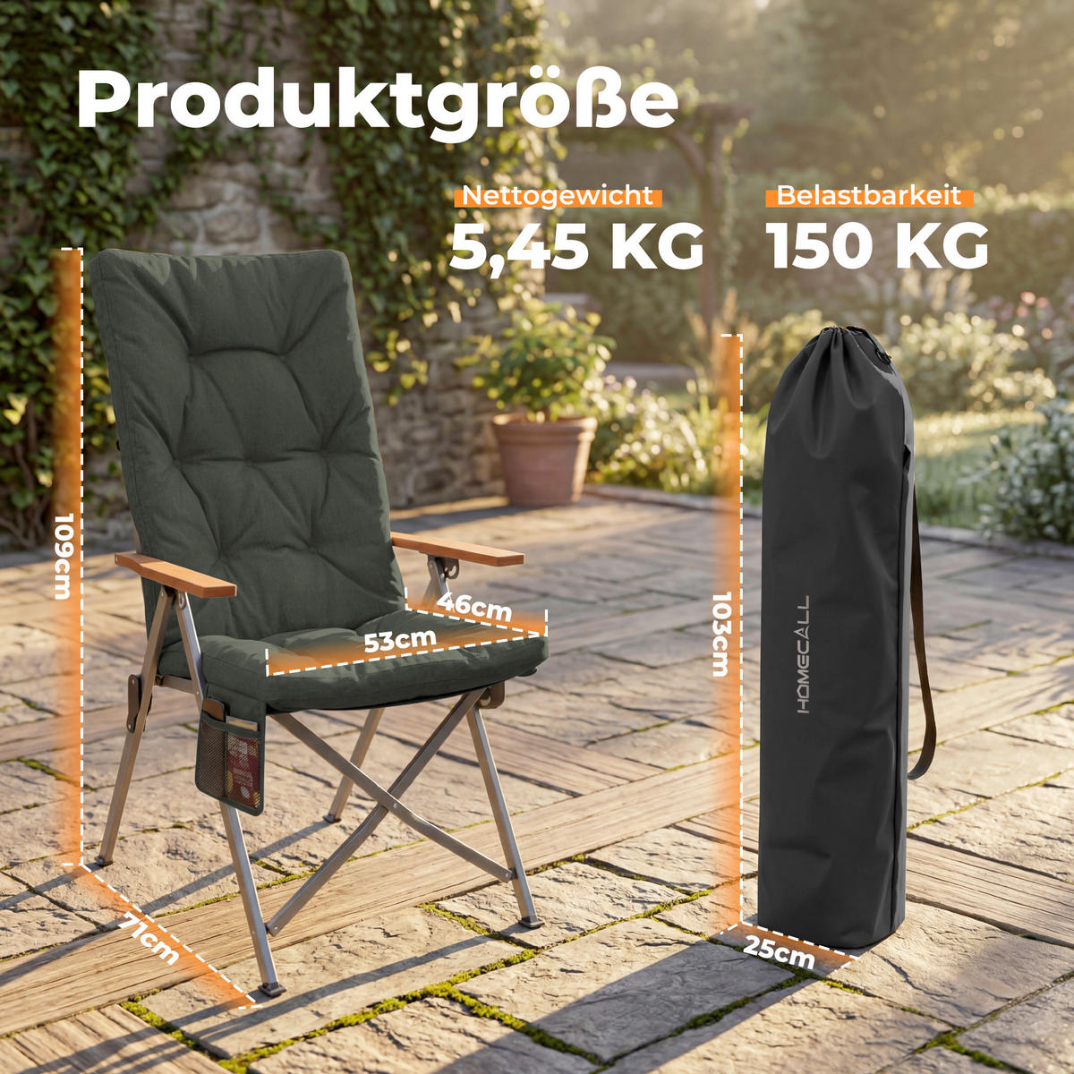 CAMPING-KLAPPSTUHL - Dunkelgrün/Silberfarben, Basics, Textil/Metall (56/109/71cm) - Modante