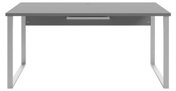 SCHREIBTISCH 70/160/75 cm  in Silberfarben, Dunkelgrau  - Dunkelgrau/Silberfarben, MODERN, Holzwerkstoff/Metall (70/160/75cm) - Novel