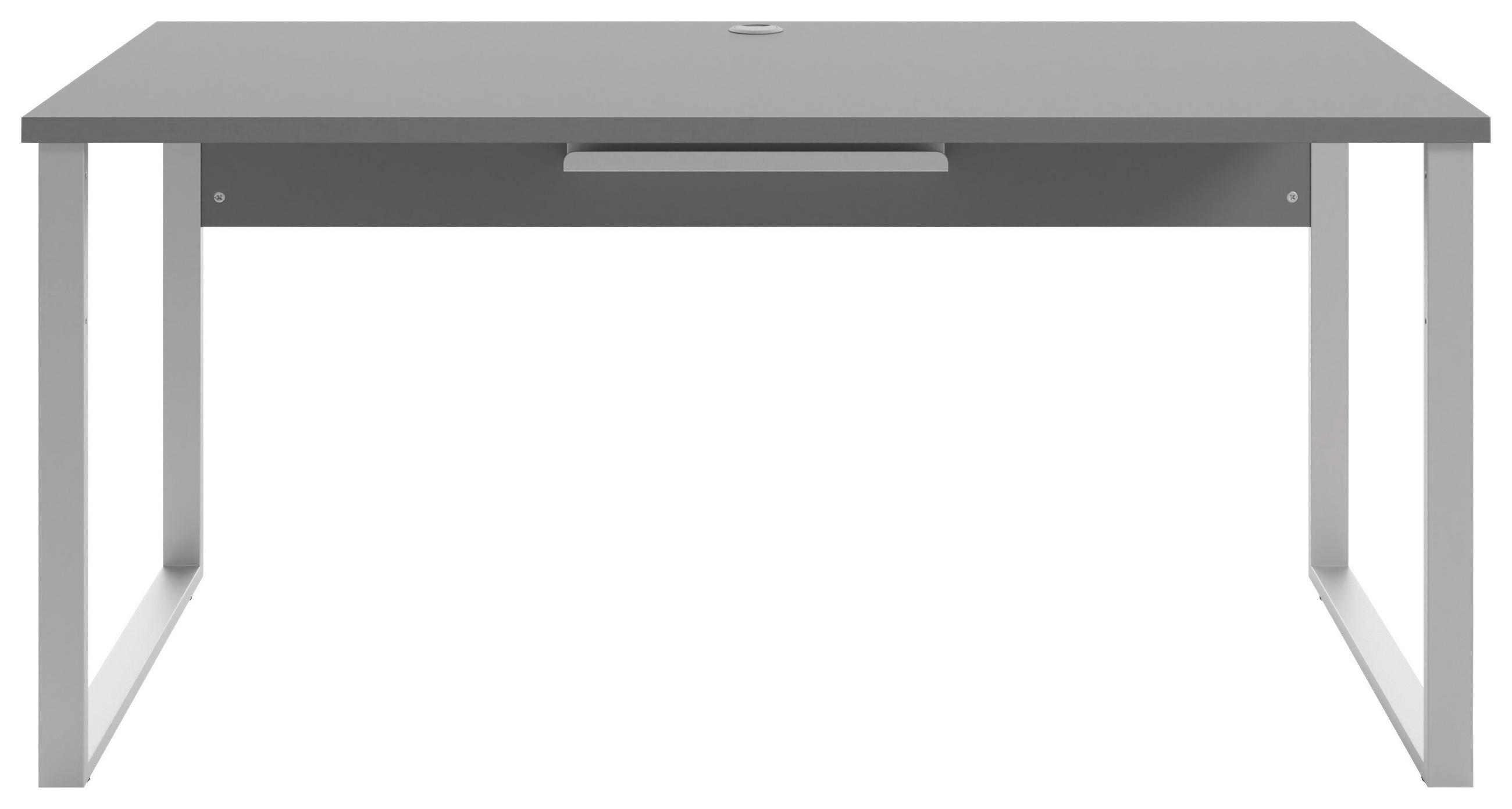 SCHREIBTISCH 70/160/75 cm  in Silberfarben, Dunkelgrau  - Dunkelgrau/Silberfarben, MODERN, Holzwerkstoff/Metall (70/160/75cm)