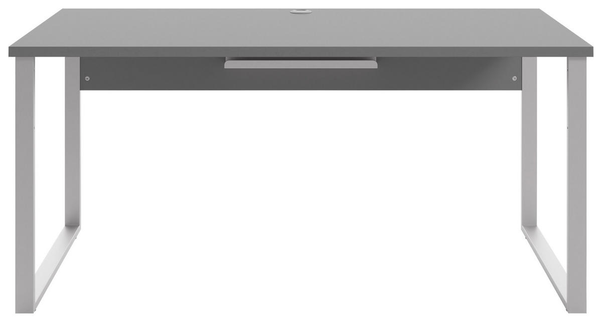 SCHREIBTISCH 70/160/75 cm  in Silberfarben, Dunkelgrau  - Dunkelgrau/Silberfarben, MODERN, Holzwerkstoff/Metall (70/160/75cm)