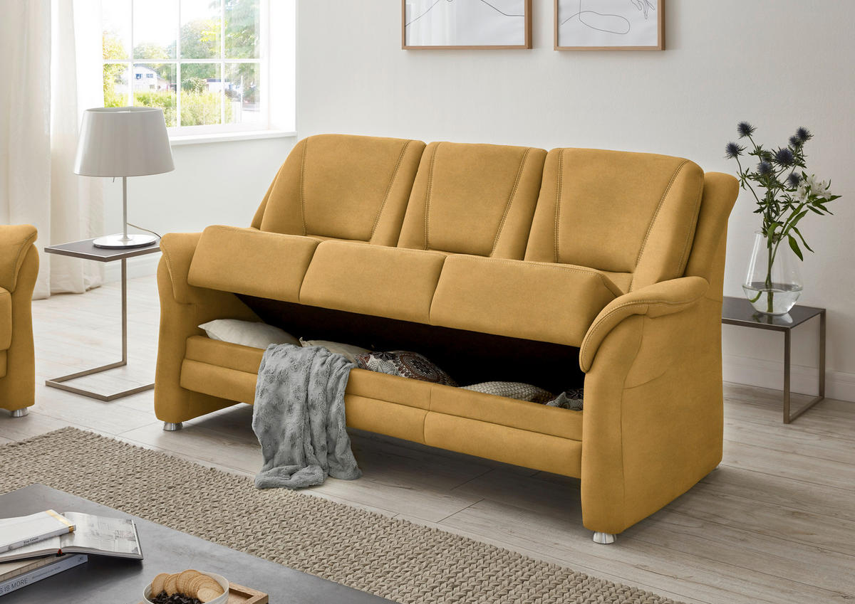 3-SITZER-SOFA in Mikrofaser Gelb  - Gelb/Beige, Konventionell, Textil/Metall (198/100/89cm) - Beldomo Comfort