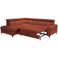 ECKSOFA in Struktur Dunkelorange  - Dunkelorange/Schwarz, MODERN, Textil/Metall (212/254cm) - Carryhome