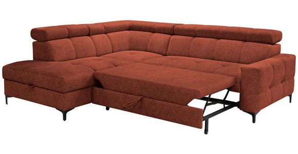 ECKSOFA in Struktur Dunkelorange  - Dunkelorange/Schwarz, MODERN, Textil/Metall (212/254cm) - Carryhome