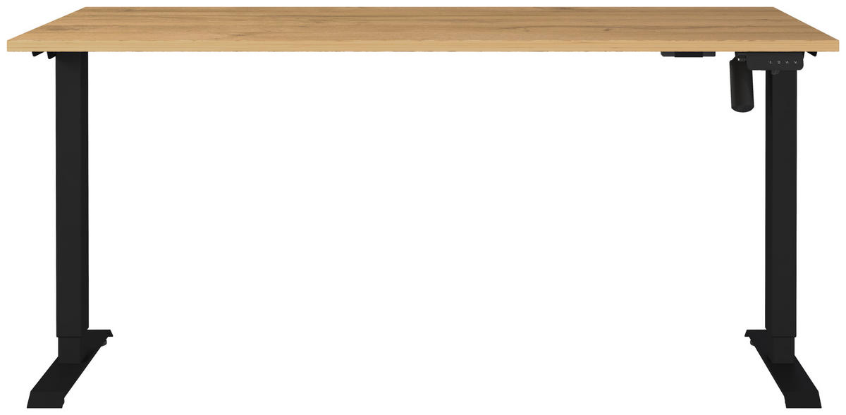 SCHREIBTISCH 160/80/71-119 cm  in Eichefarben, Schwarz  - Eichefarben/Schwarz, MODERN, Holzwerkstoff/Metall (160/80/71-119cm) - Germania