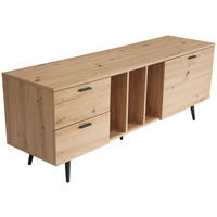 NÍZKA KOMODA, farba duba, 150/55/40 cm - čierna/farba duba, Design, kov/kompozitné drevo (150/55/40cm) - Livetastic