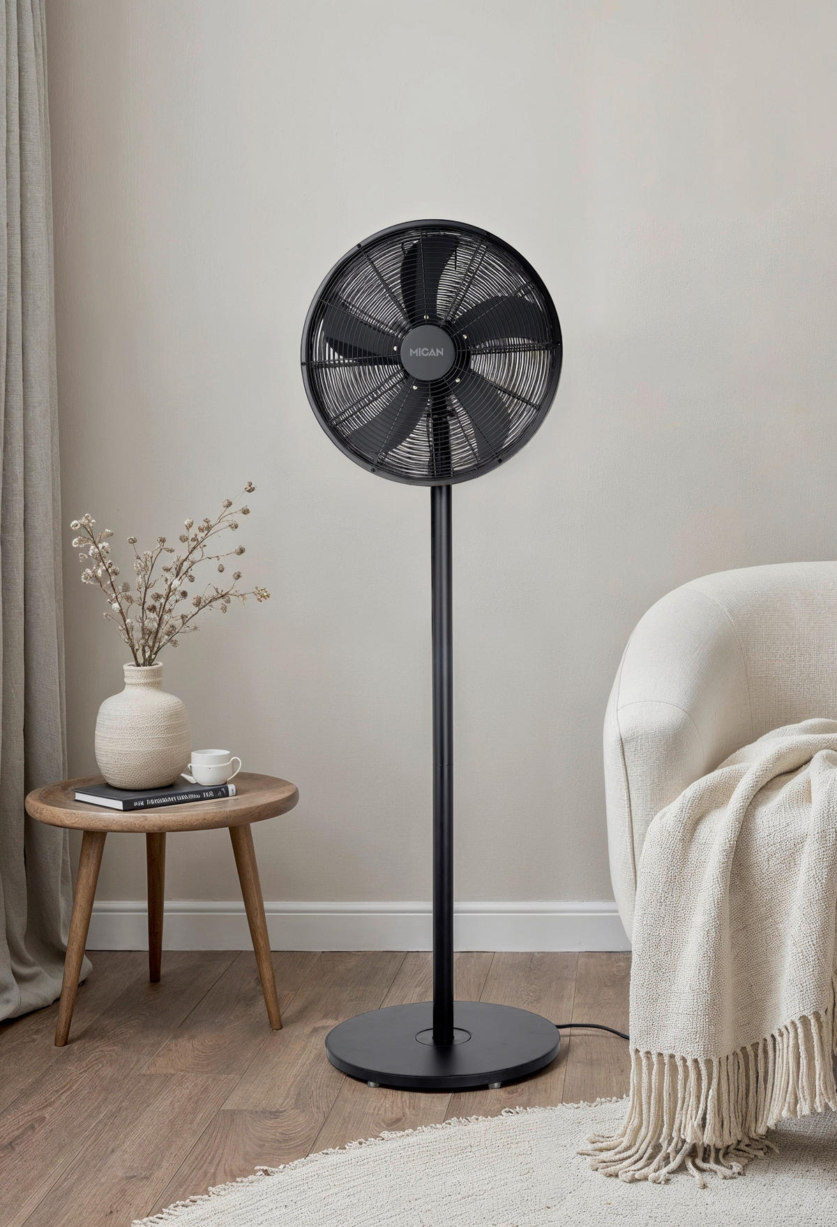 STOJANOVÝ VENTILÁTOR - černá, Basics, kov/plast (45/45/170cm) - Mican