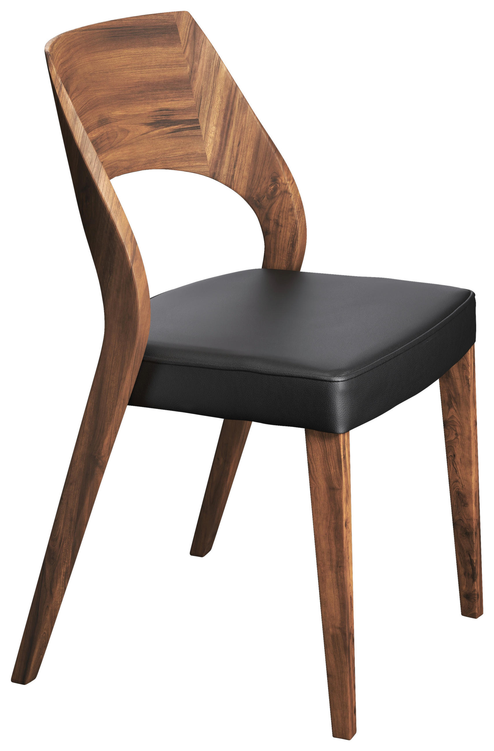 STUHL  Lederauswahl, Stoffauswahl  Kombination Echtleder/Lederlook  Schwarz, Nussbaumfarben  - Nussbaumfarben/Schwarz, Design, Leder/Holz (54/86/61cm) - Voglauer