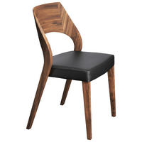 STUHL  Lederauswahl, Stoffauswahl  Kombination Echtleder/Lederlook  Schwarz, Nussbaumfarben  - Nussbaumfarben/Schwarz, Design, Leder/Holz (54/86/61cm) - Voglauer