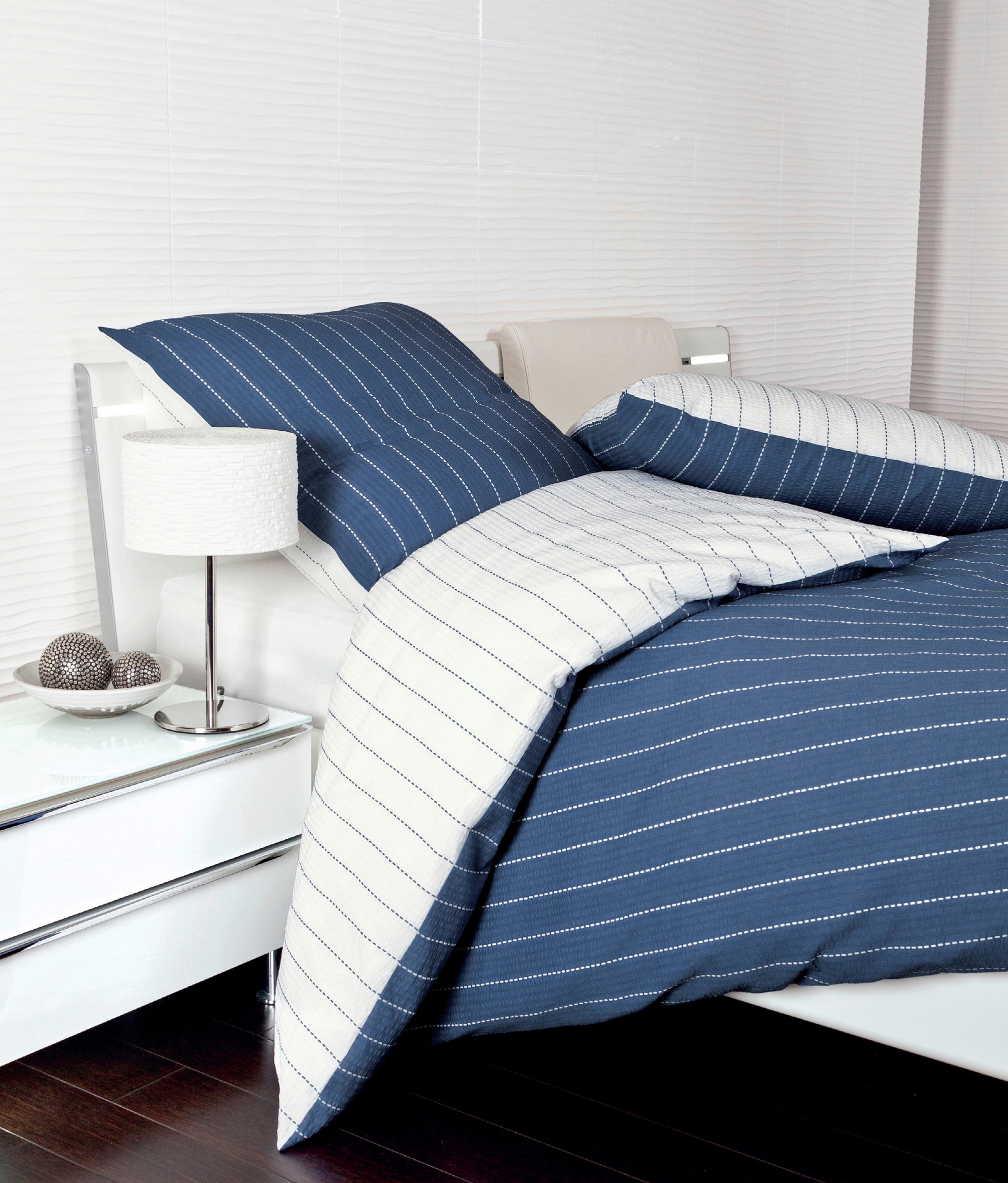 WENDEBETTWÄSCHE TANGO Seersucker 240/220 cm  - Blau, Basics, Textil (240/220cm) - Janine