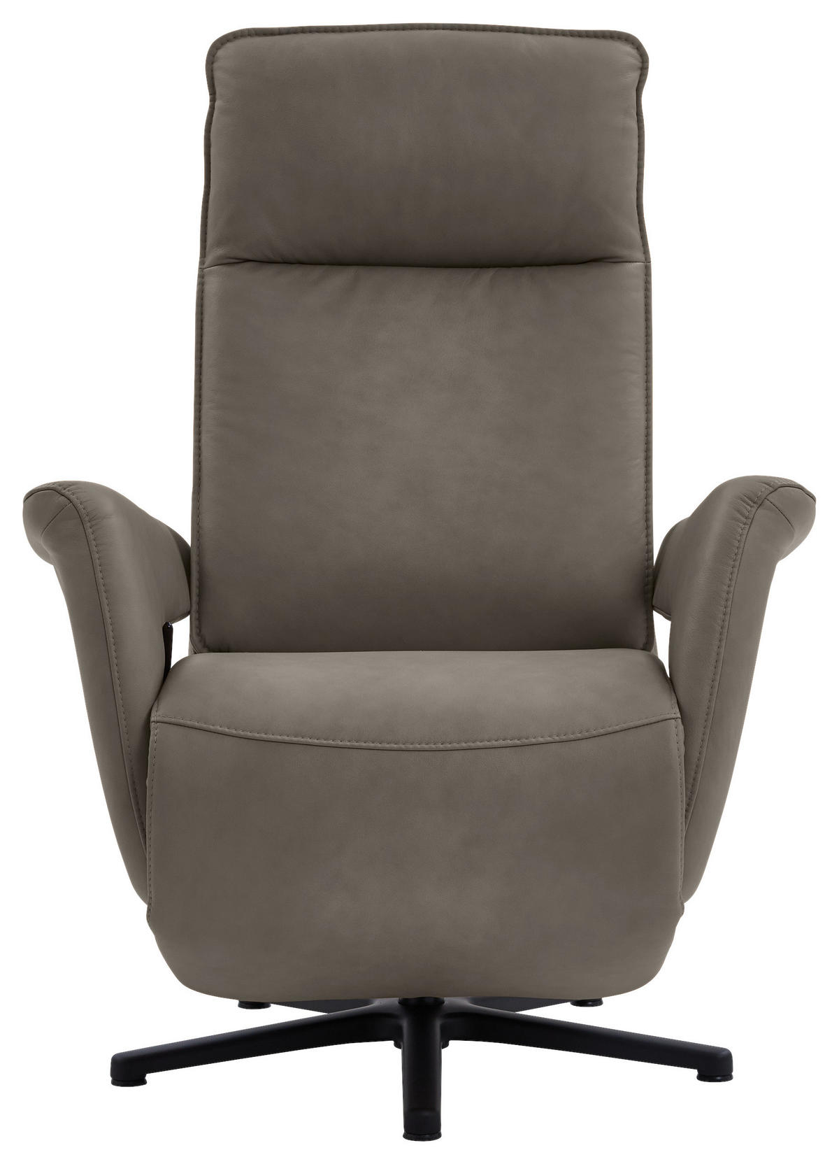 RELAXSESSEL in Leder Graubraun  - Graubraun/Schwarz, Design, Leder/Metall (83/112/87-174cm) - Valdera