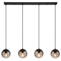 HÄNGLAMPA 104,5/17/120 cm  - klar/svart, Design, metall/glas (104,5/17/120cm) - Globo