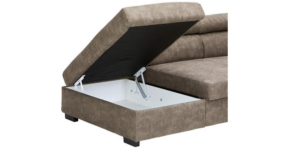 ECKSOFA in Lederlook Taupe  230/263 cm  - Taupe/Schwarz, Design, Kunststoff/Textil (230/263cm) - Hom`in