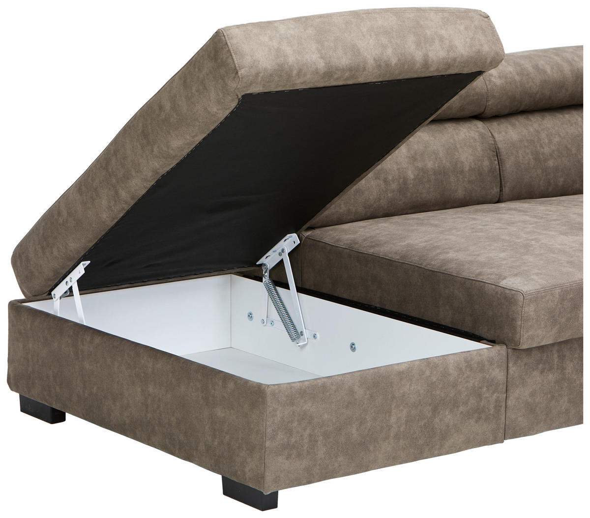 ECKSOFA Taupe Lederlook  - Taupe/Schwarz, Design, Kunststoff/Textil (230/263cm) - Hom`in