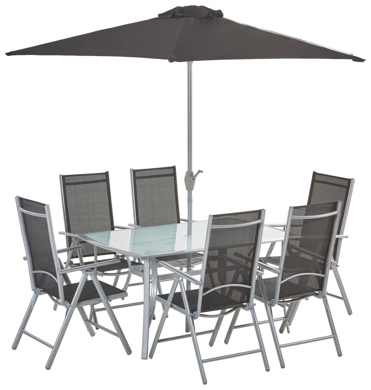 SÚPRAVA ZÁHRADNÉHO NÁBYTKU kov, plast, sklo, textil - antracitová/hliníková, Konventionell, kov/textil - Ambia Garden