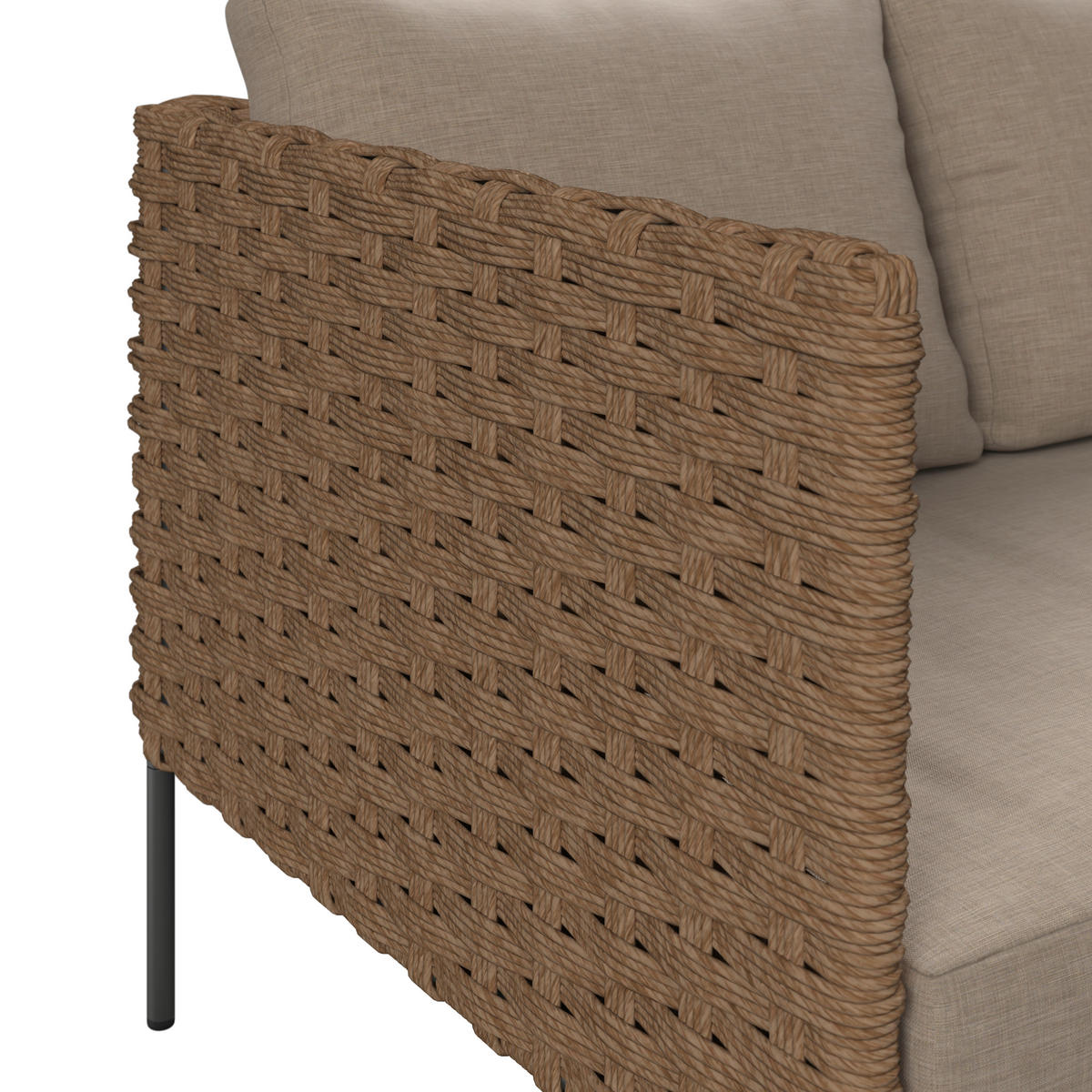 LOUNGEGARNITUR   Akazie vollmassiv Stahl  - Beige/Gelb, MODERN, Holz/Kunststoff - Beldano