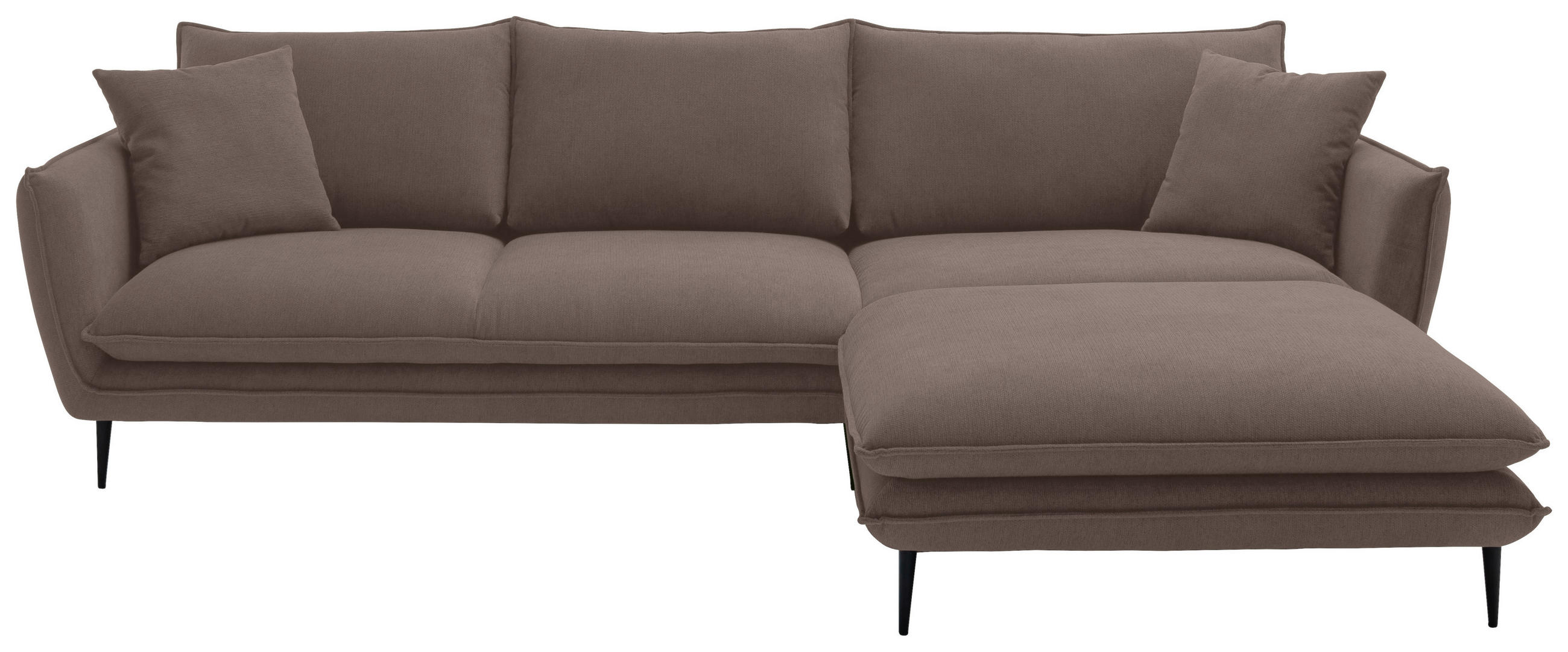 ECKSOFA Braun Webstoff  - Schwarz/Braun, KONVENTIONELL, Textil/Metall (304/196cm) - Hom`in