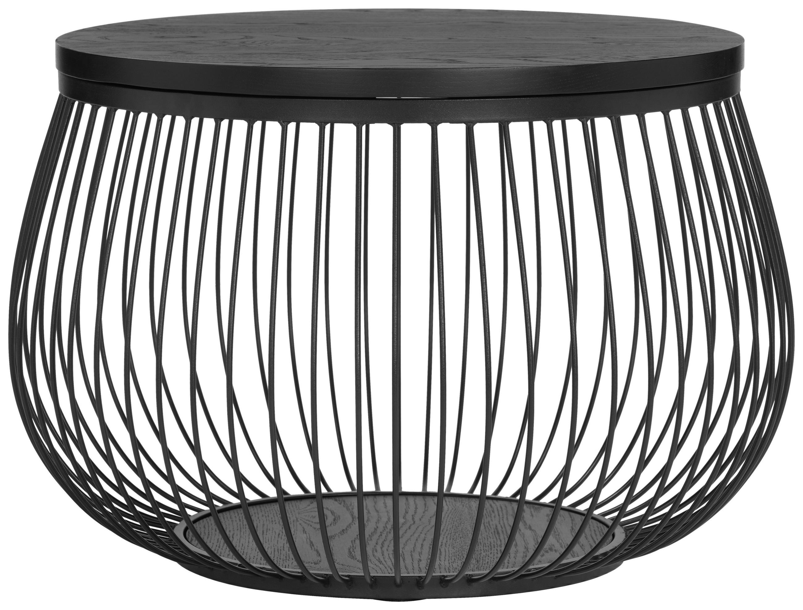 COUCHTISCH Eiche massiv rund Schwarz  - Schwarz, Design, Holz/Holzwerkstoff (70/45/70cm) - MID.YOU