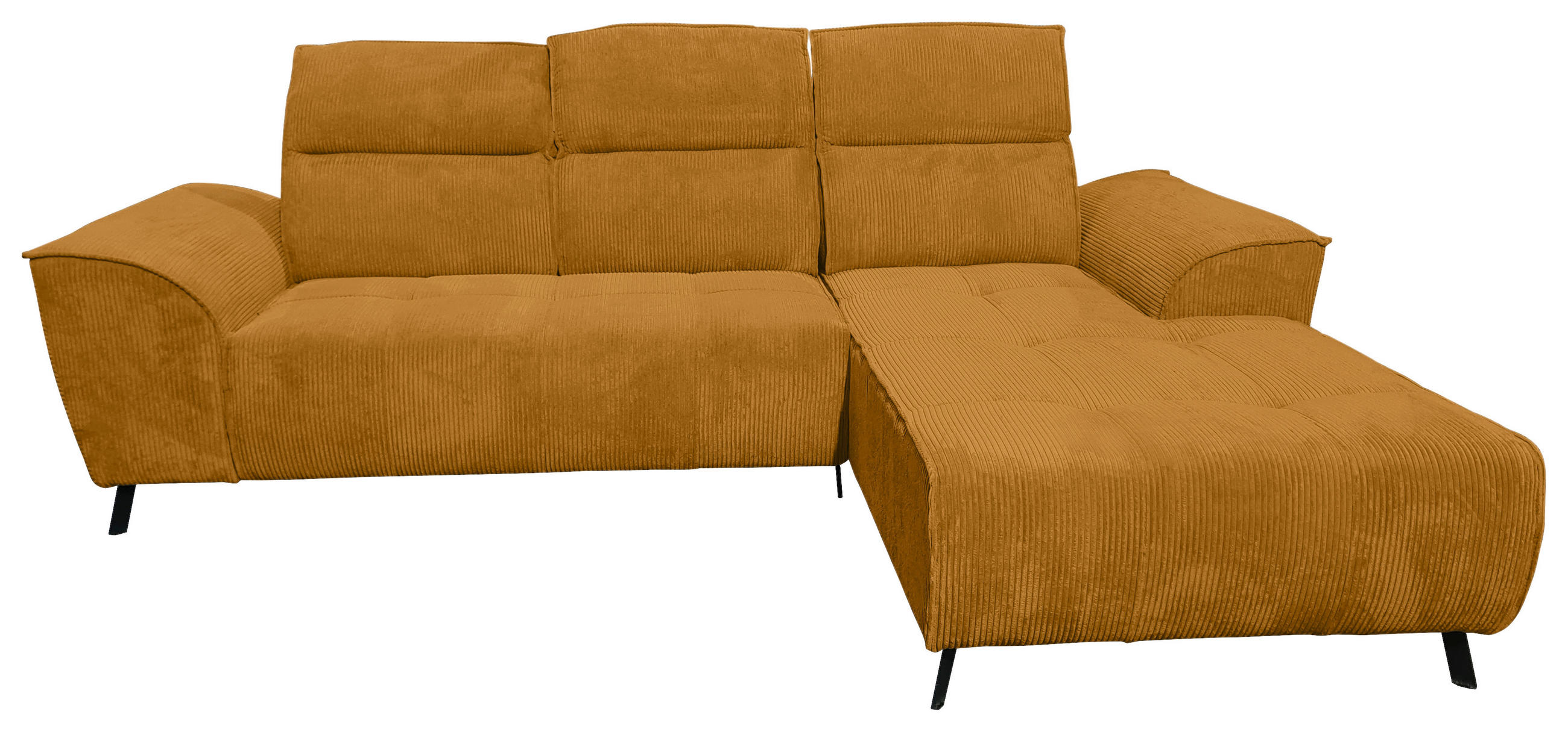 ECKSOFA Currygelb Cord  - Currygelb/Schwarz, KONVENTIONELL, Textil/Metall (290/196cm) - Carryhome