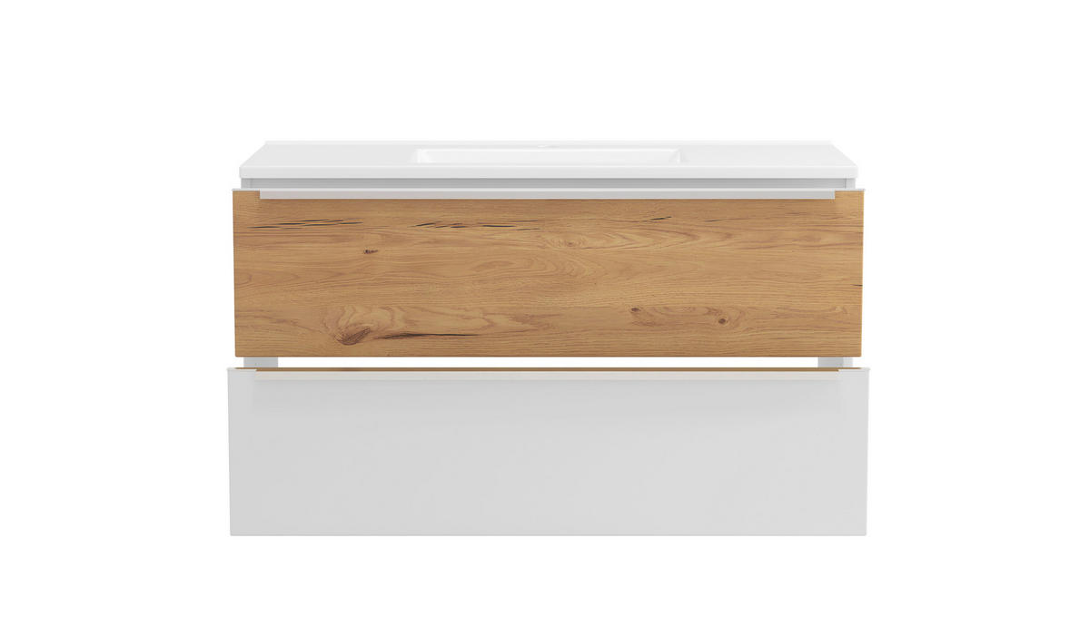 WASCHTISCHKOMBI  - Wildeiche/Edelstahlfarben, Trend, Holzwerkstoff/Stein (100/54/47cm) - Held