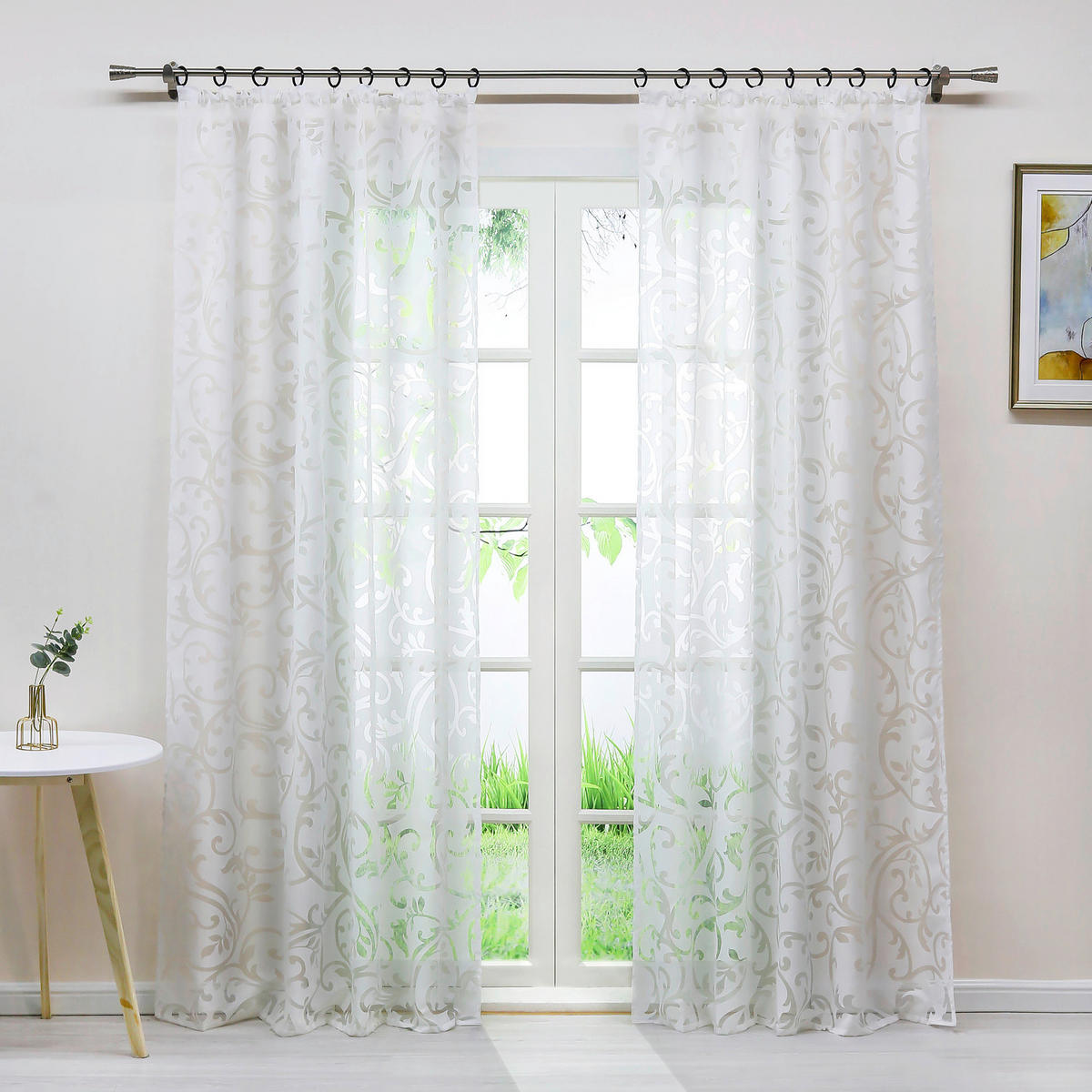 FERTIGVORHANG  transparent  140/225 cm   - Weiß Hochglanz, Basics, Textil (140/225cm)