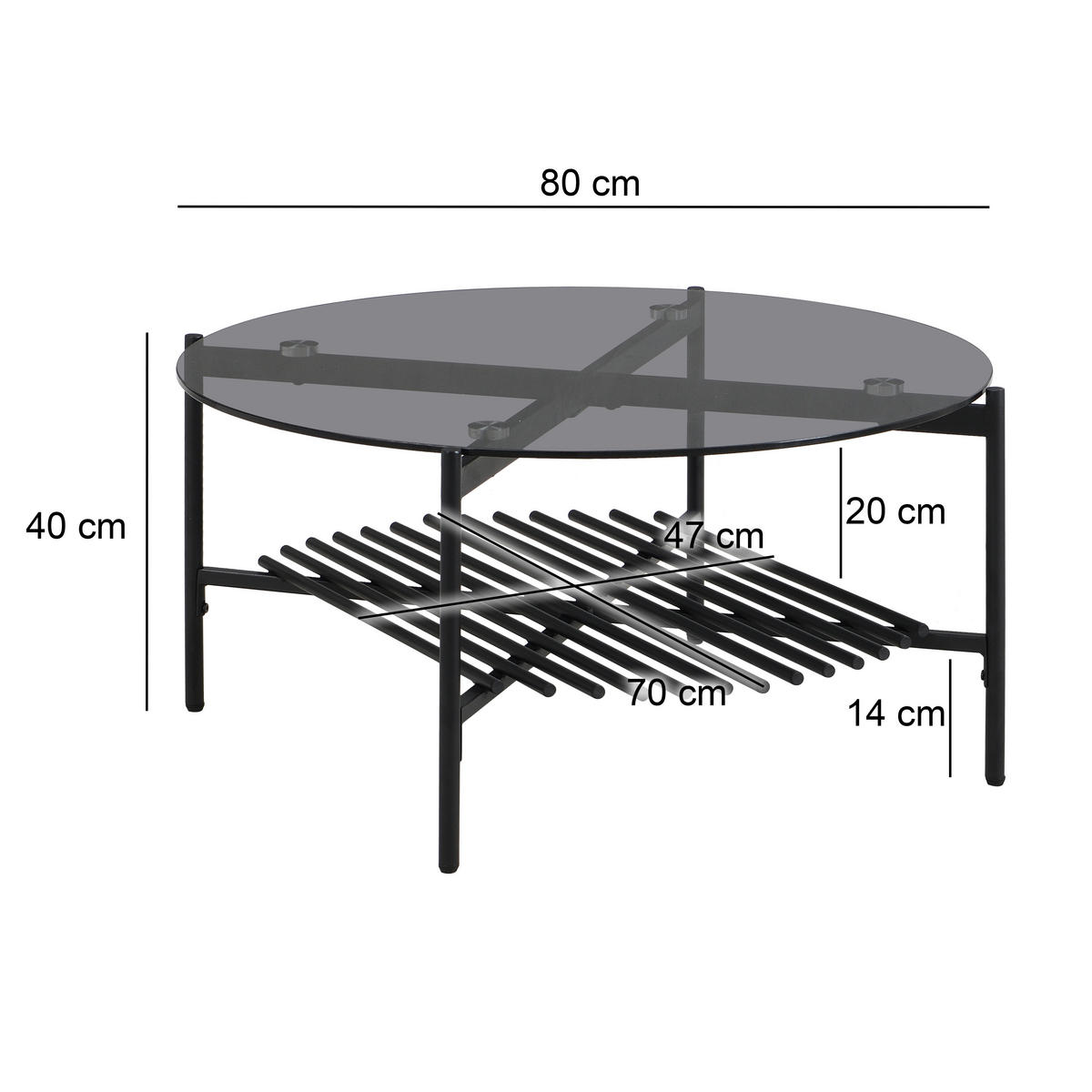 DOHÁNYZÓASZTAL üveg 80/80/40 cm   - fekete, Design, üveg/fém (80/80/40cm) - MID.YOU