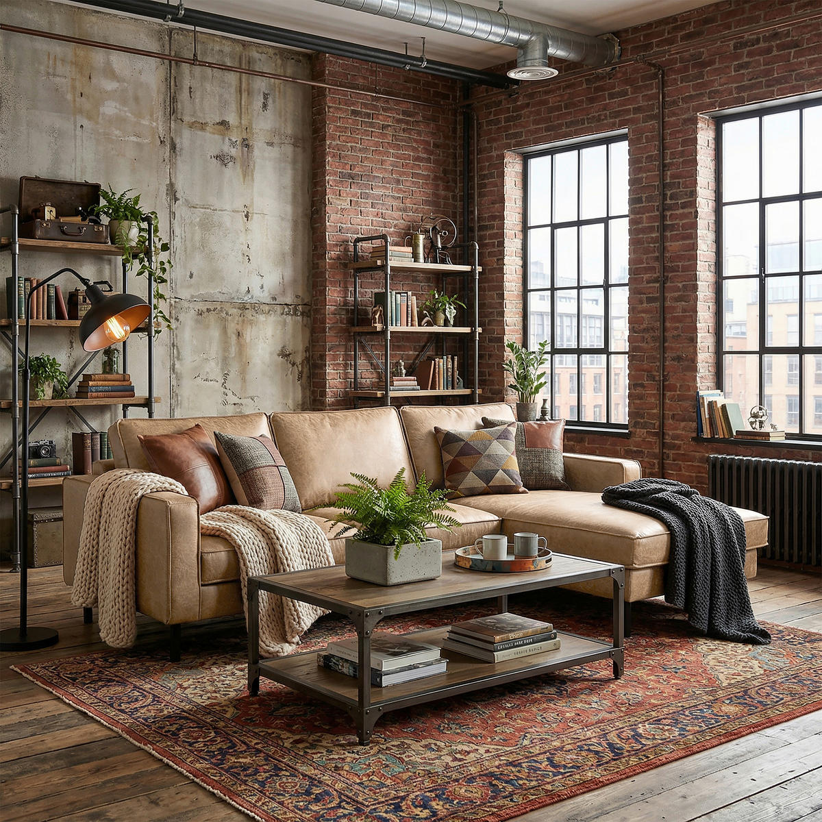 ECKSOFA Lederlook Echtleder Sandfarben  - Sandfarben/Schwarz, Design, Leder/Textil (166/238cm) - Livetastic