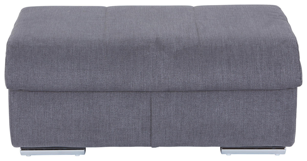 HOCKER Mikrofaser Dunkelgrau  - Chromfarben/Dunkelgrau, MODERN, Textil/Metall (100/43cm) - MID.YOU