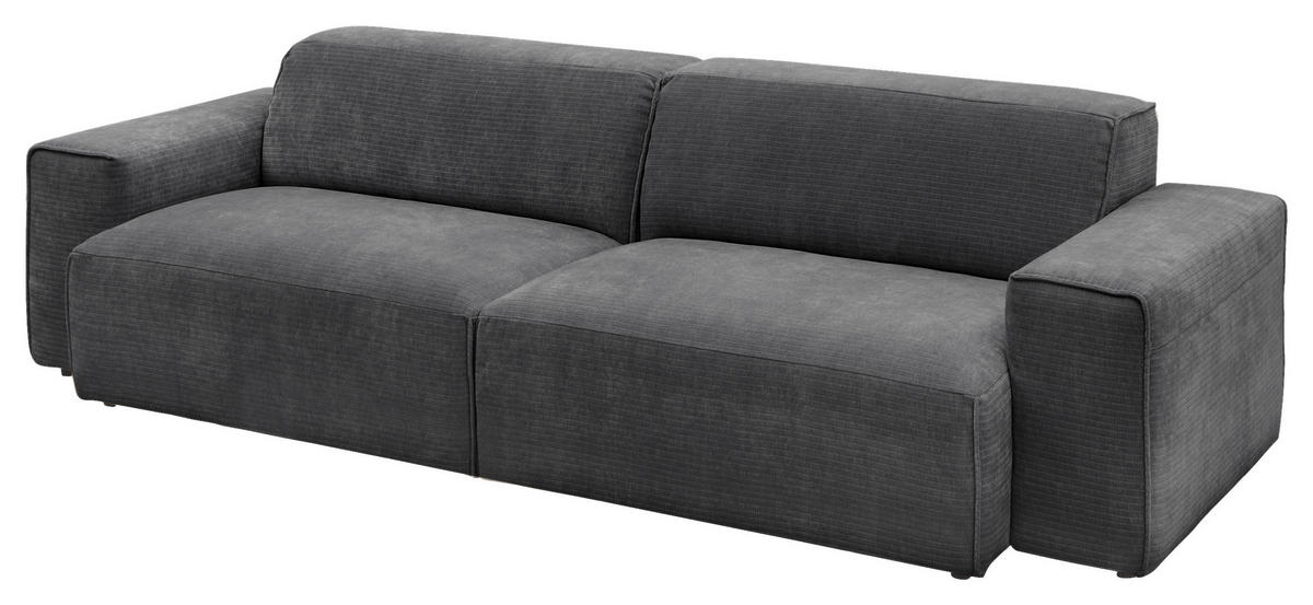BIGSOFA in Chenille Anthrazit  - Anthrazit/Schwarz, Design, Kunststoff/Textil (238/71/101cm) - Pure Home Lifestyle
