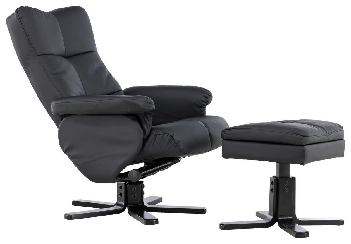 RELAXSESSELSET Lederlook (vegan)    - Schwarz, Design, Textil/Metall (78/101/90cm) - Livetastic