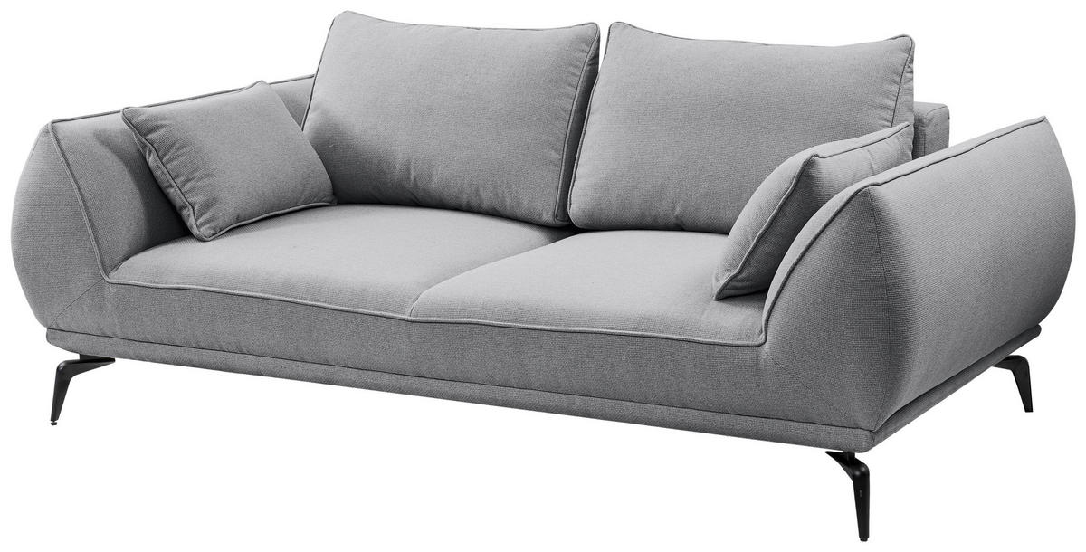 2-SITZER-SOFA in Webstoff Grau  - Schwarz/Grau, MODERN, Textil/Metall (208/86/118cm) - MID.YOU