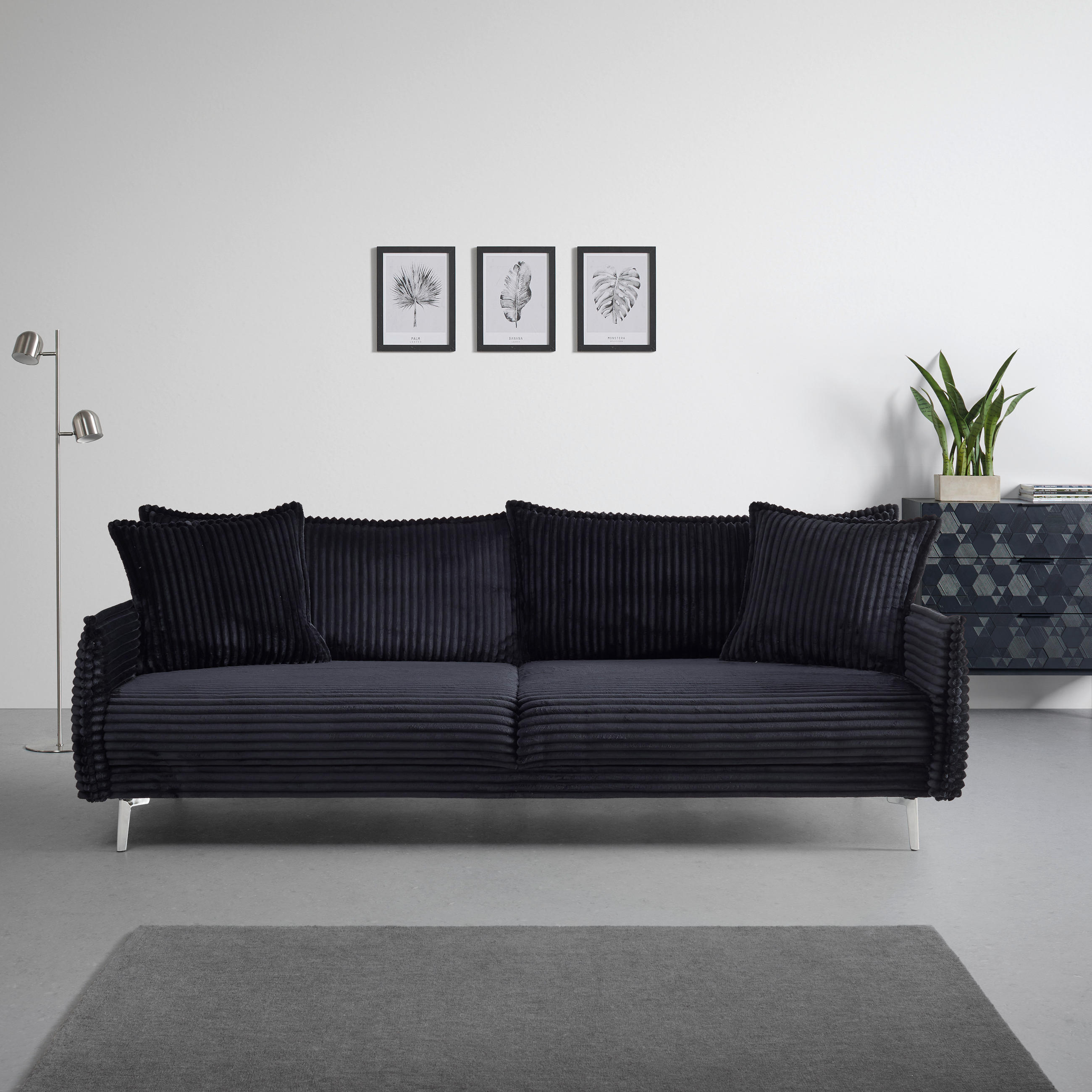BIG SOFFA i svart  - kromfärg/svart, Modern, metall/trä (241/90/117cm) - Carryhome