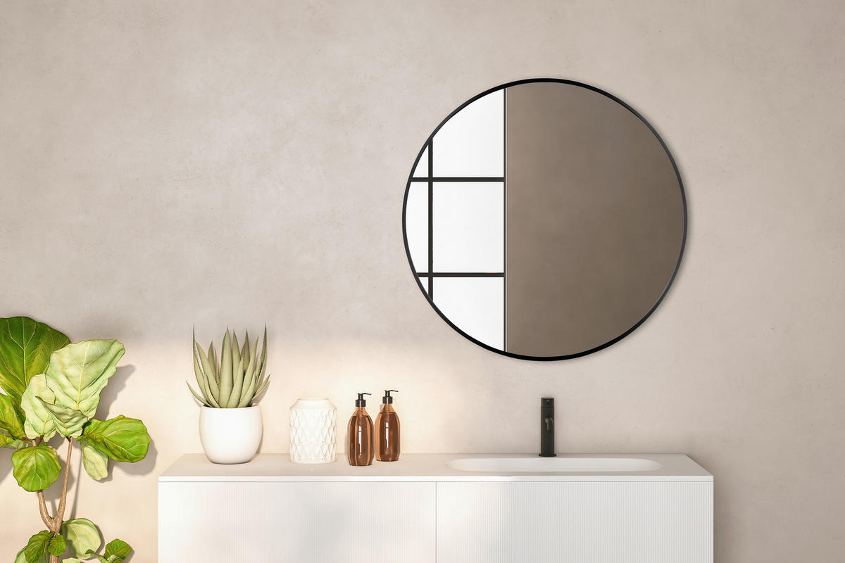 WANDSPIEGEL 70/70/3 cm  - Schwarz, Trend, Glas/Metall (70/70/3cm) - Boxxx