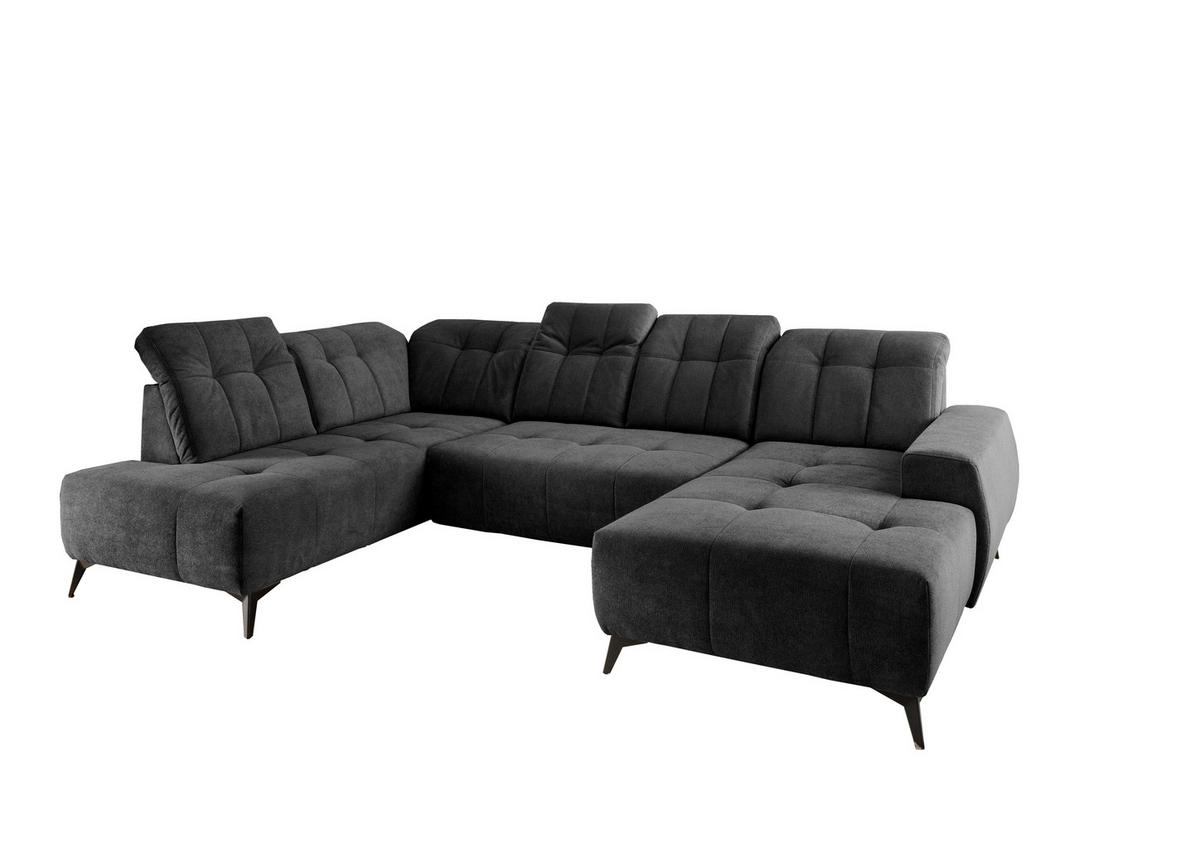 WOHNLANDSCHAFT SANO Anthrazit Chenille  - Anthrazit/Schwarz, MODERN, Textil/Metall (200/337/180cm) - Livetastic