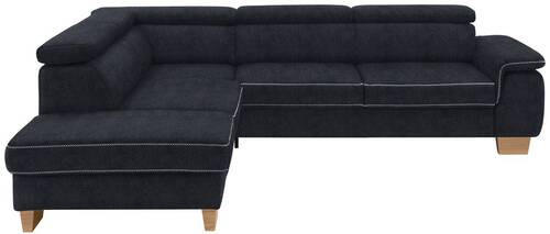 ECKSOFA in Mikrofaser Schwarz  - Eichefarben/Beige, Natur, Holz/Textil (226/273cm) - Beldomo System