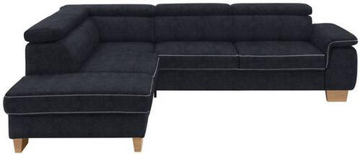 ECKSOFA in Mikrofaser Schwarz  - Eichefarben/Beige, Natur, Holz/Textil (226/273cm) - Beldomo System