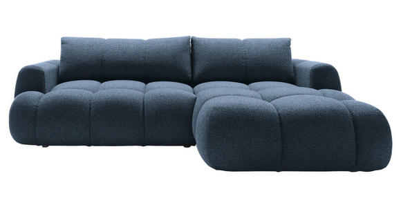ECKSOFA Dunkelblau Struktur  inkl. Rückenkissen, Bettkasten, Schlaffunktion, Rücken echt, Liegefläche im Originalstoff  - Schwarz/Dunkelblau, KONVENTIONELL, Kunststoff/Textil (272/172cm) - Carryhome