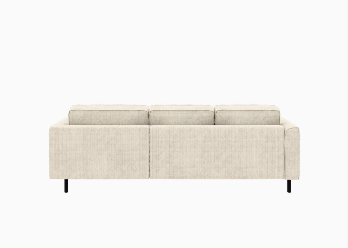 ECKSOFA in Cord Creme  232/161 cm  - Creme/Schwarz, MODERN, Textil/Metall (232/161cm) - Trendmanufaktur