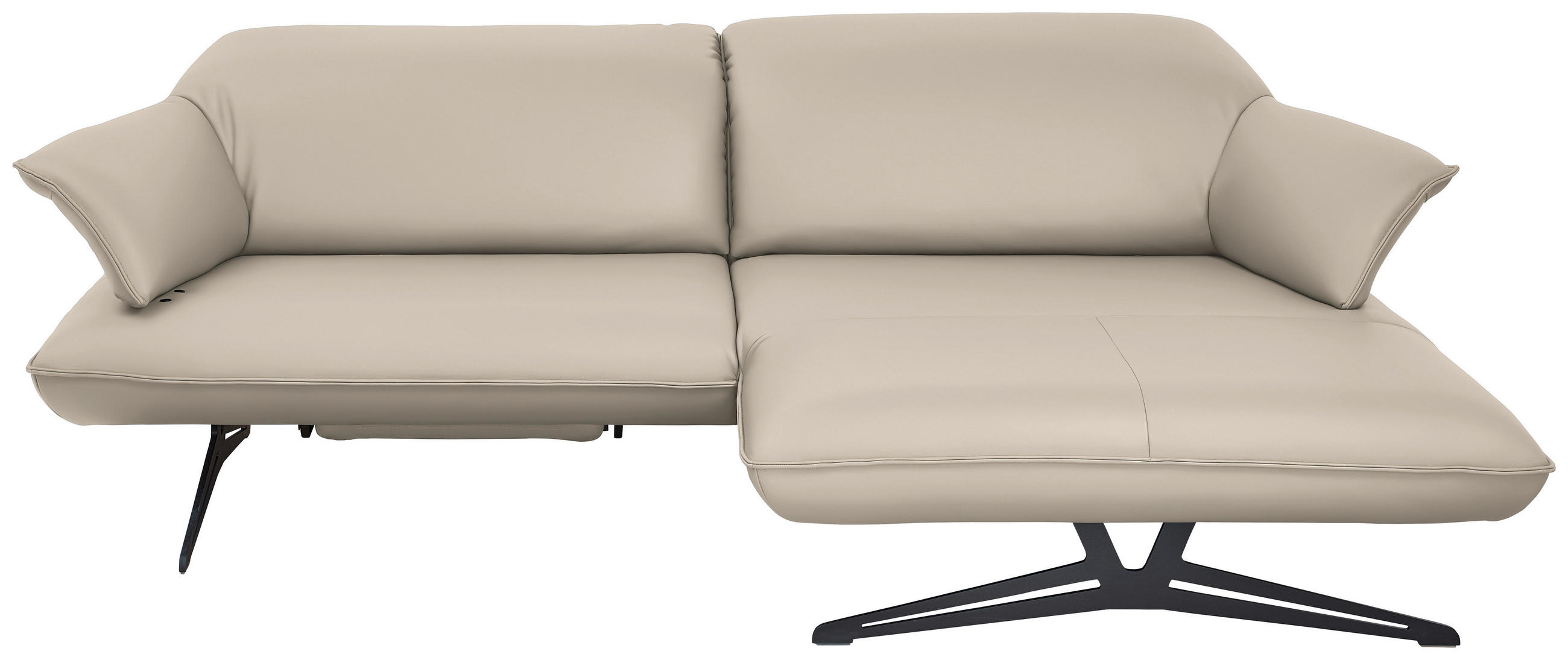 ECKSOFA in Echtleder Cappuccino  - Beige/Schwarz, Design, Leder/Metall (252/169cm) - Koinor