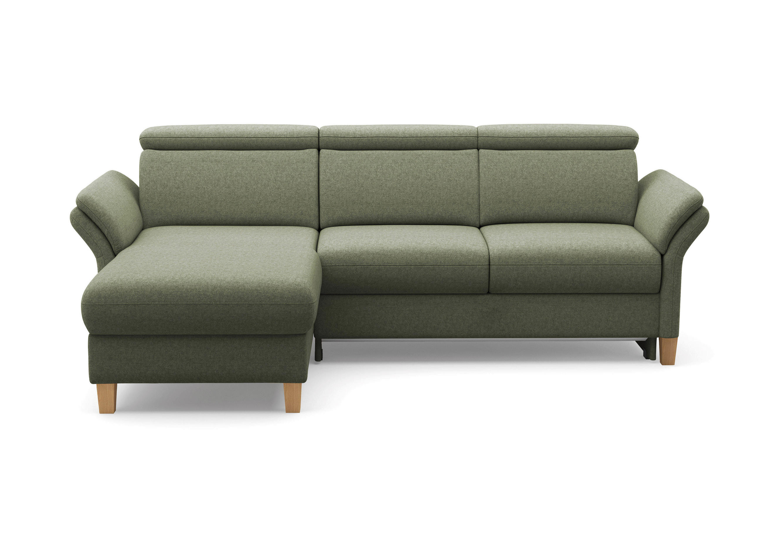 ECKSOFA GLENDALE E Olivgrün Flachgewebe  - Eichefarben/Olivgrün, KONVENTIONELL, Holz/Textil (166/253cm) - Sit & More