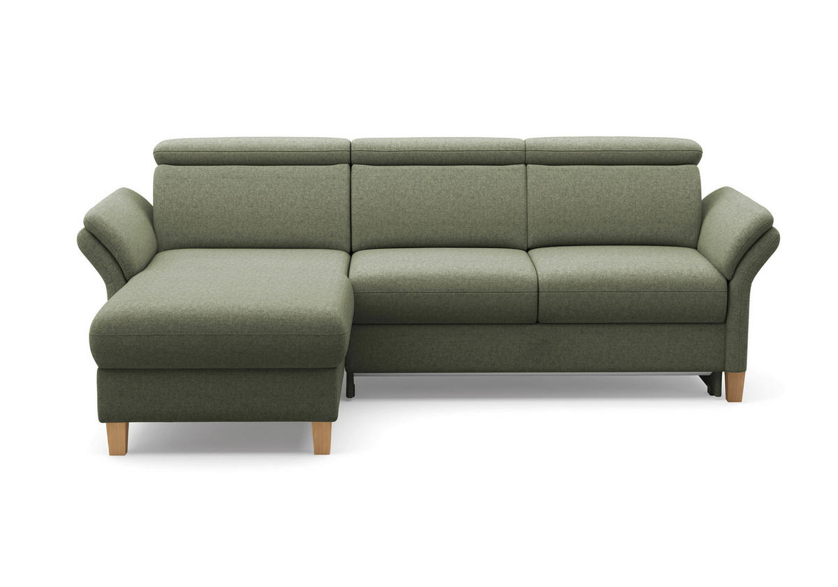 ECKSOFA GLENDALE E Olivgrün Flachgewebe  - Eichefarben/Olivgrün, KONVENTIONELL, Holz/Textil (166/253cm) - Sit & More