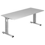 SCHREIBTISCH 180/80/65-85 cm Grau  - Silberfarben/Grau, KONVENTIONELL, Holzwerkstoff/Metall (180/80/65-85cm) - Venda