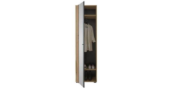 GARDEROBENSCHRANK Volano  in 57/195/38 cm  - Schwarz/Eiche Artisan, Design, Glas/Holzwerkstoff (57/195/38cm) - Carryhome