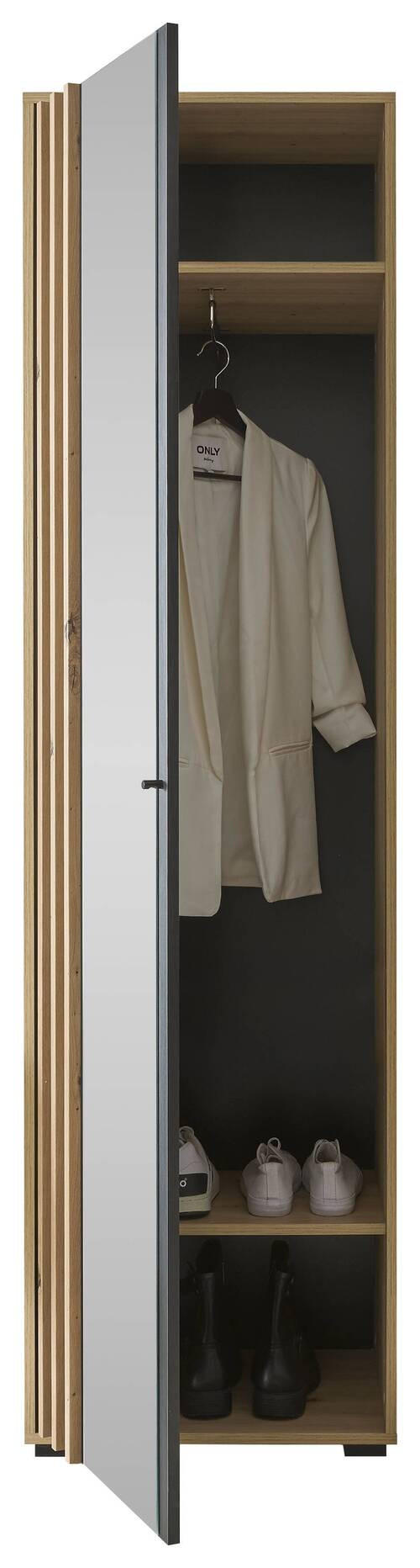 SKŘÍŇ NA ODĚV, černá, dub artisan, 57/195/38 cm - černá/dub artisan, Design, kompozitní dřevo/plast (57/195/38cm) - Carryhome