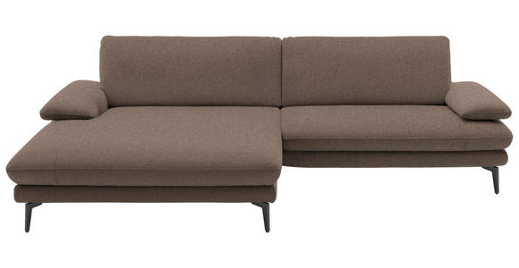 ECKSOFA  in Webstoff Braun  184/284 cm  - Schwarz/Braun, Design, Textil/Metall (184/284cm) - Dieter Knoll