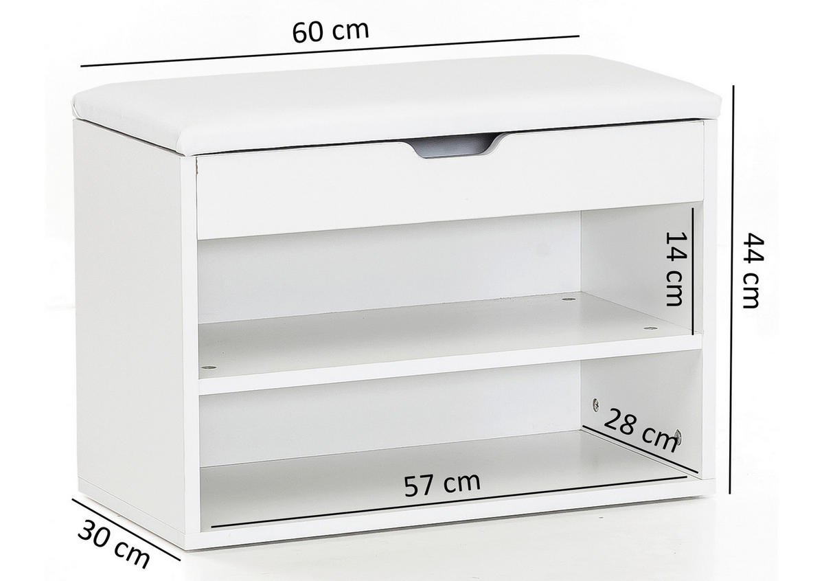 SCHUHREGAL 60/40/30 cm  - Weiss, Konventionell, Holzwerkstoff/Textil (60/40/30cm) - MID.YOU